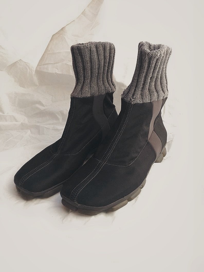 Raritet PRADA Miu Miu SS 1999 Sock Boots, svartgrå, stl. 37.5 38 Raritet PRADA Miu Miu SS 1999 Sock Boots, svartgrå, stl. 37.5 38
