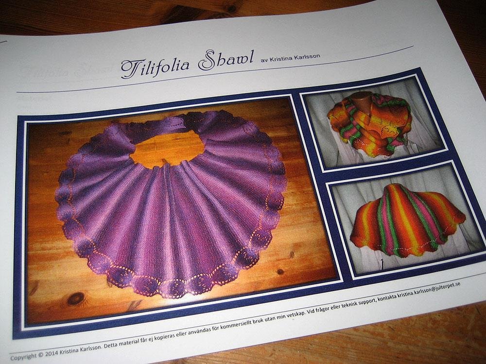 Beskrivning till stickad sjal, Tilifolia Shawl.