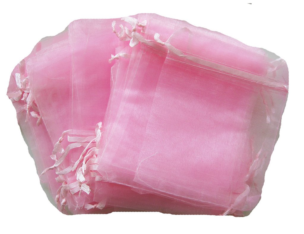 100 organzapåsar 10x12 cm i rosa