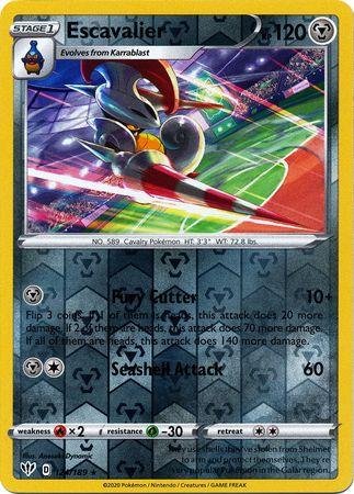Pokemon Darkness Ablaze Escavalier Rare Reverse Holo 124//189