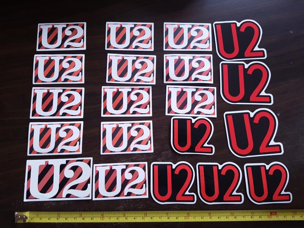 20 ST U2 SJÄLVHÄFTANDE MUSIK VINYL STICKERS