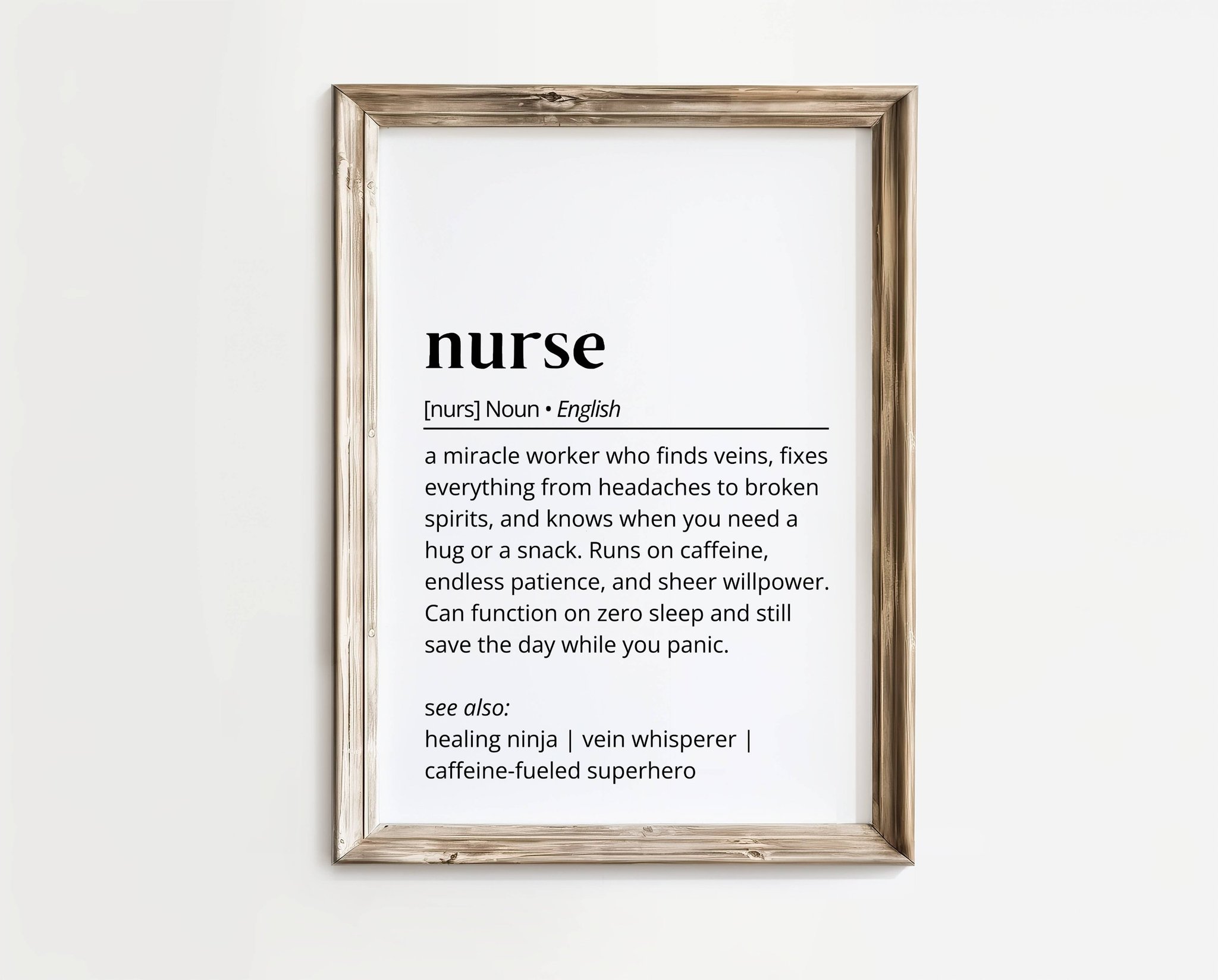 Nurse – Definitionsposter | A4 | Rolig present | SkattkammarenSE