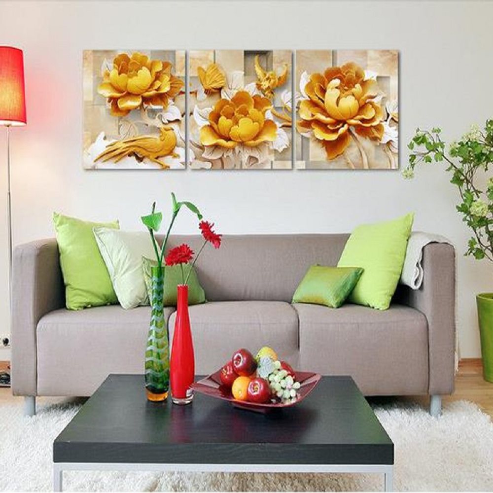 Kanvas tavla 3st 60x70cm med vackra blommor fin heminredning ...