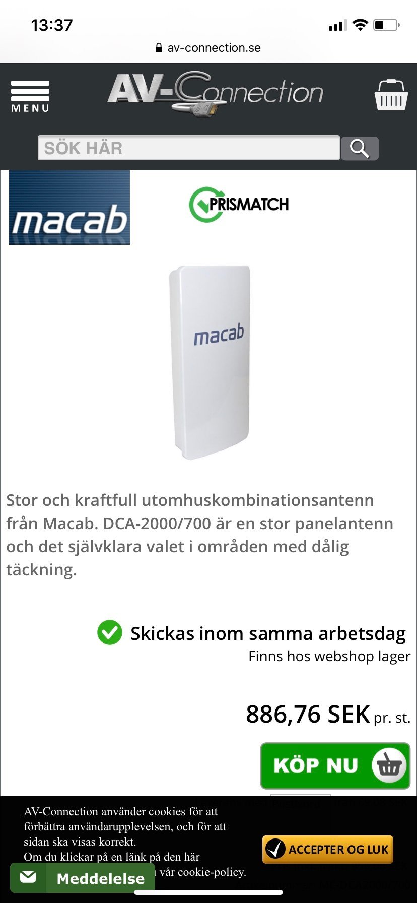 Boxer antenn för inomhus montage (410674195) ᐈ Köp på Tradera