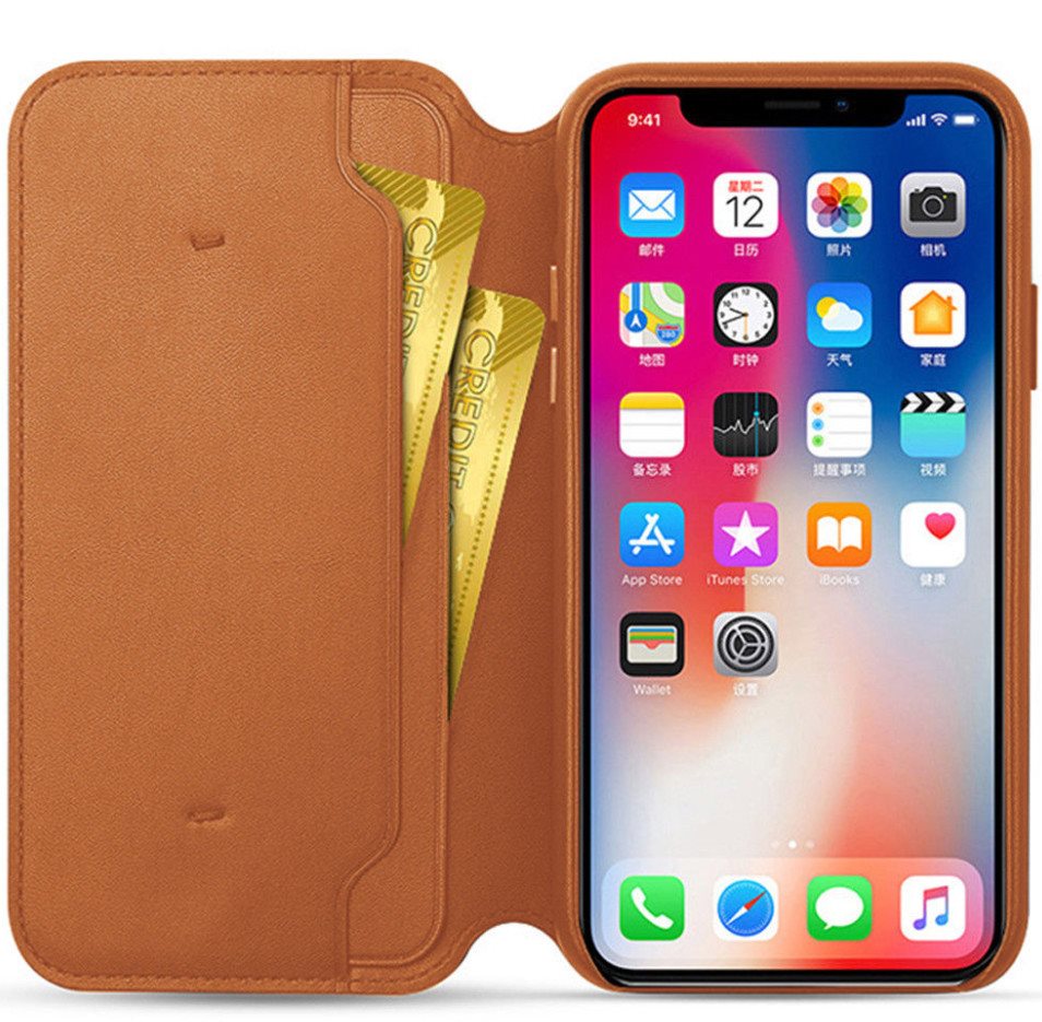 iPhone 7 Flip Läder Fodral Leather Folio Flip Wallet Case Brun iPhone 7 Flip Läder Fodral Leather Folio Flip Wallet Case Brun