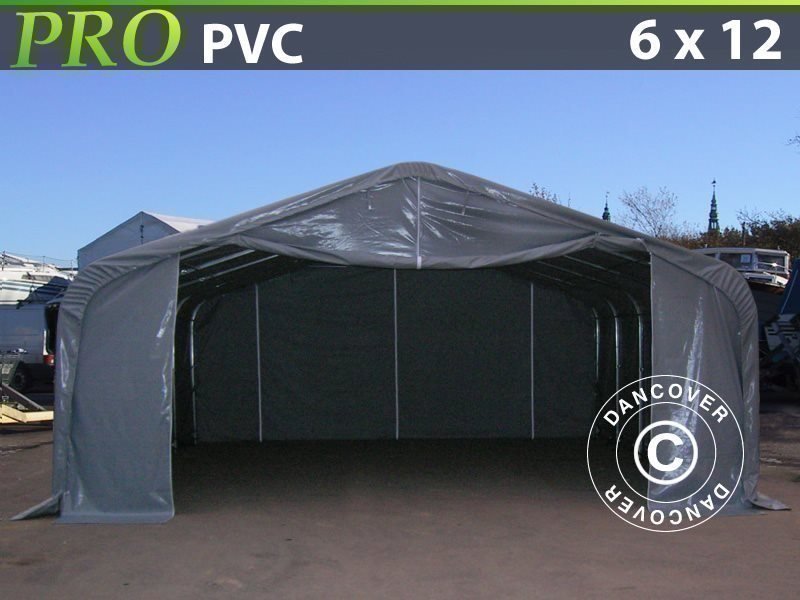 Lagertält PRO 6x12x3,7m PVC, Grå Täl.. (351991324) ᐈ LAGERTÄLT PRO 6X12X3,7 M PVC