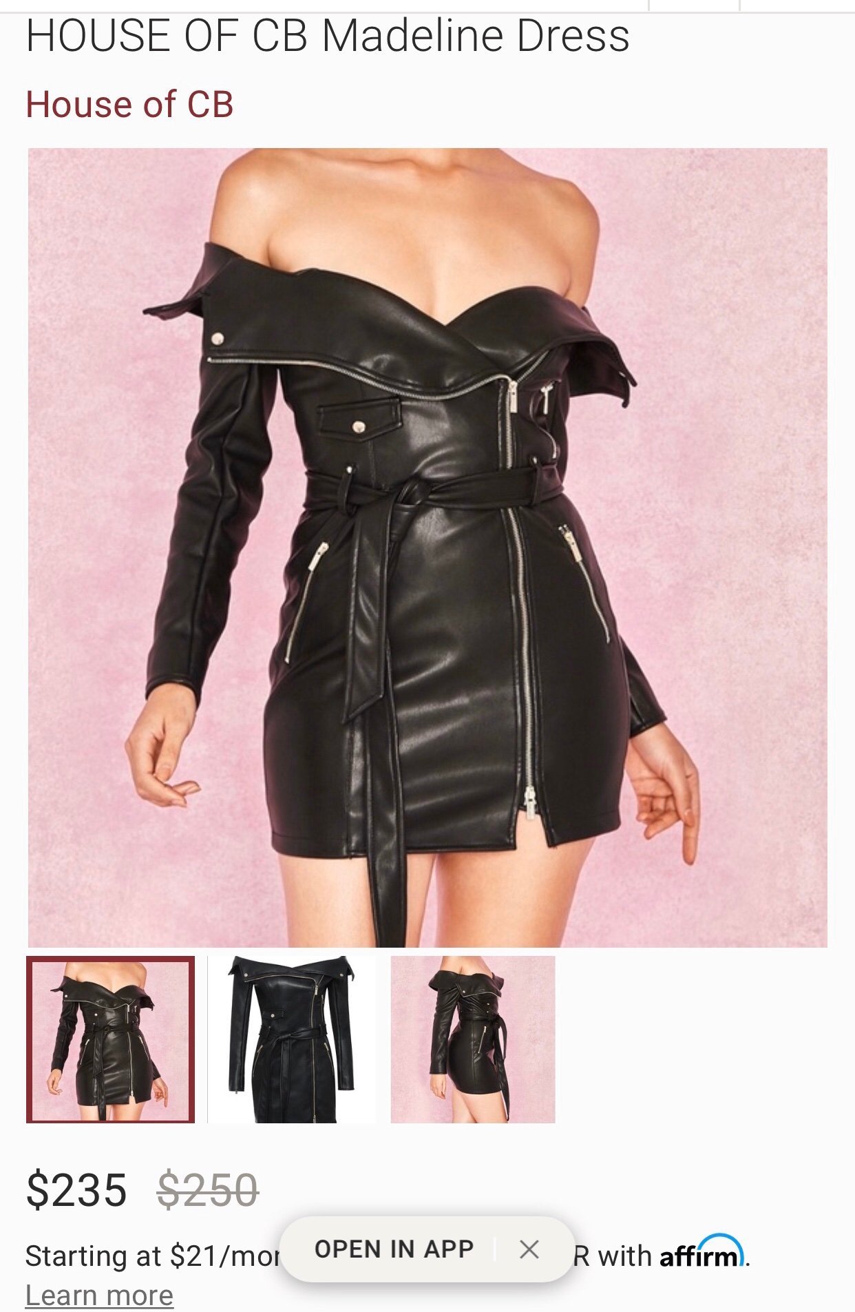 House of CB madeline dress skinn läder rock klänning small 36/38 ombloggad