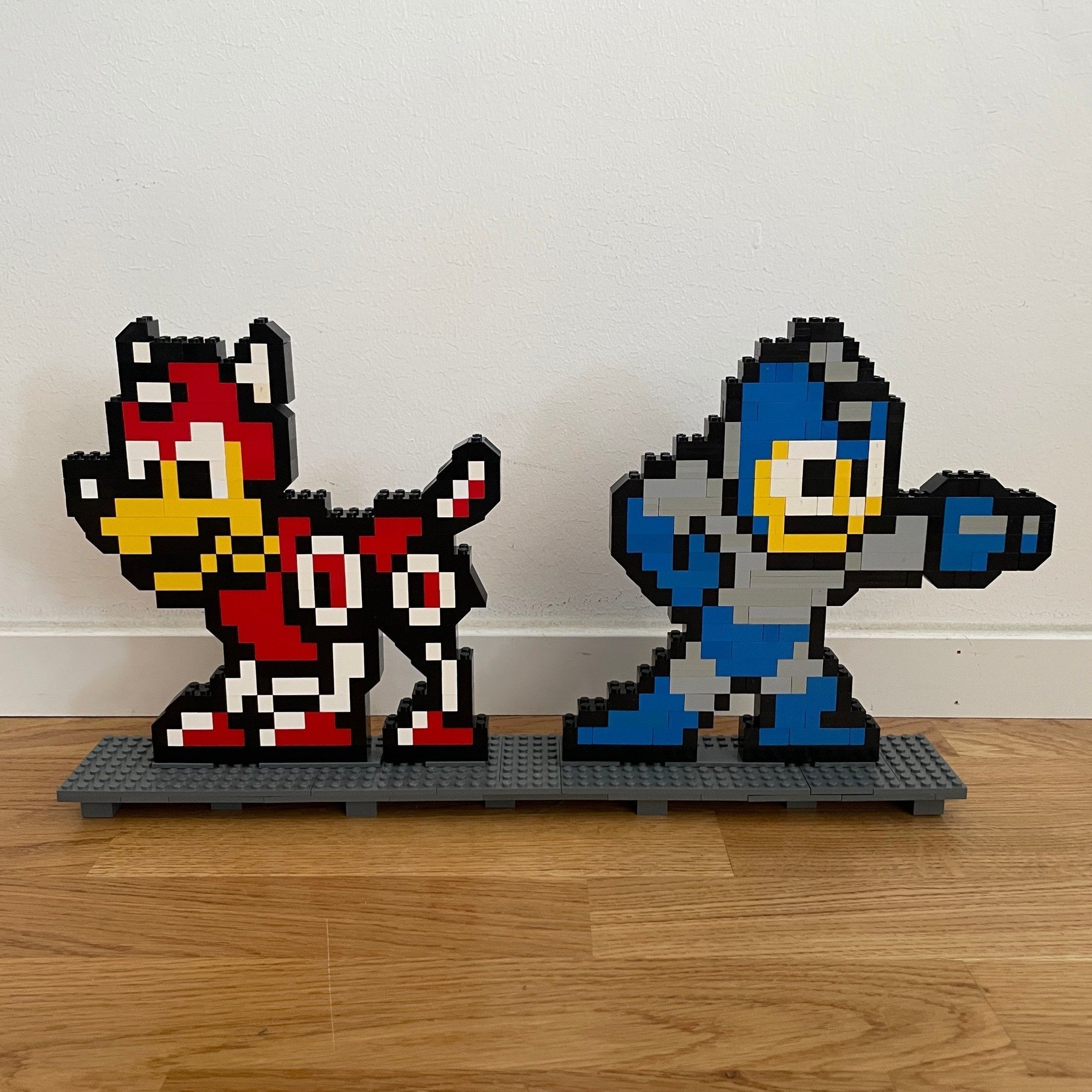 LEGO Mega Man + Rush 8-bit pixel art retro gaming samlarobjekt