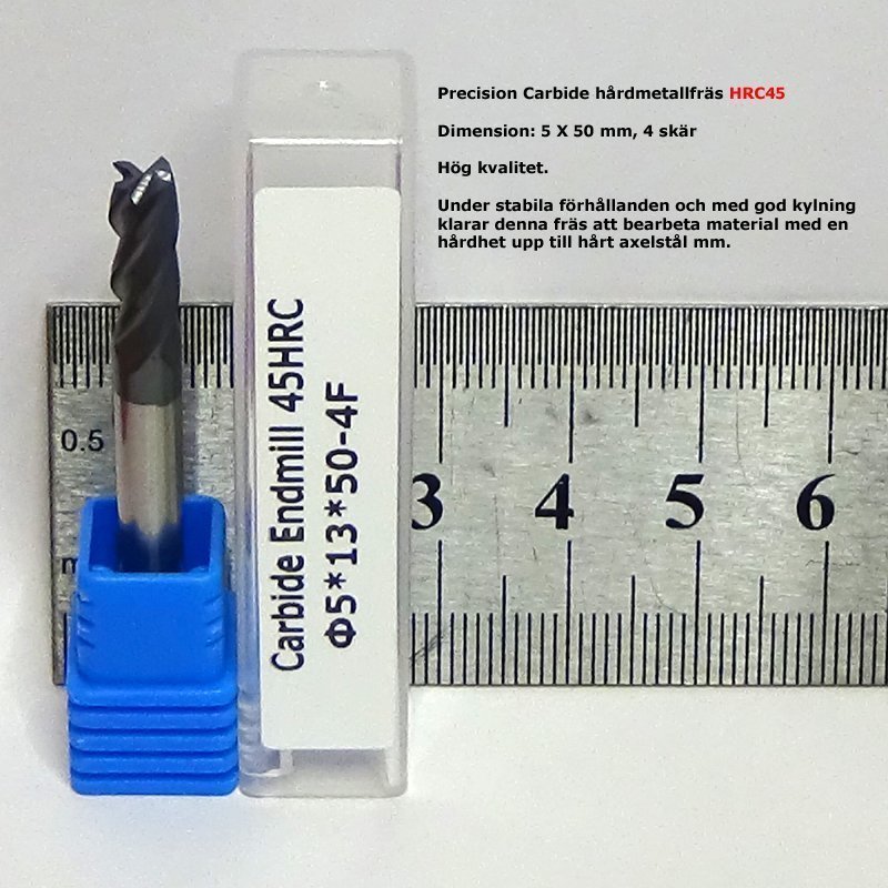 Fräs 5,0 mm HRC45 Hårdmetall