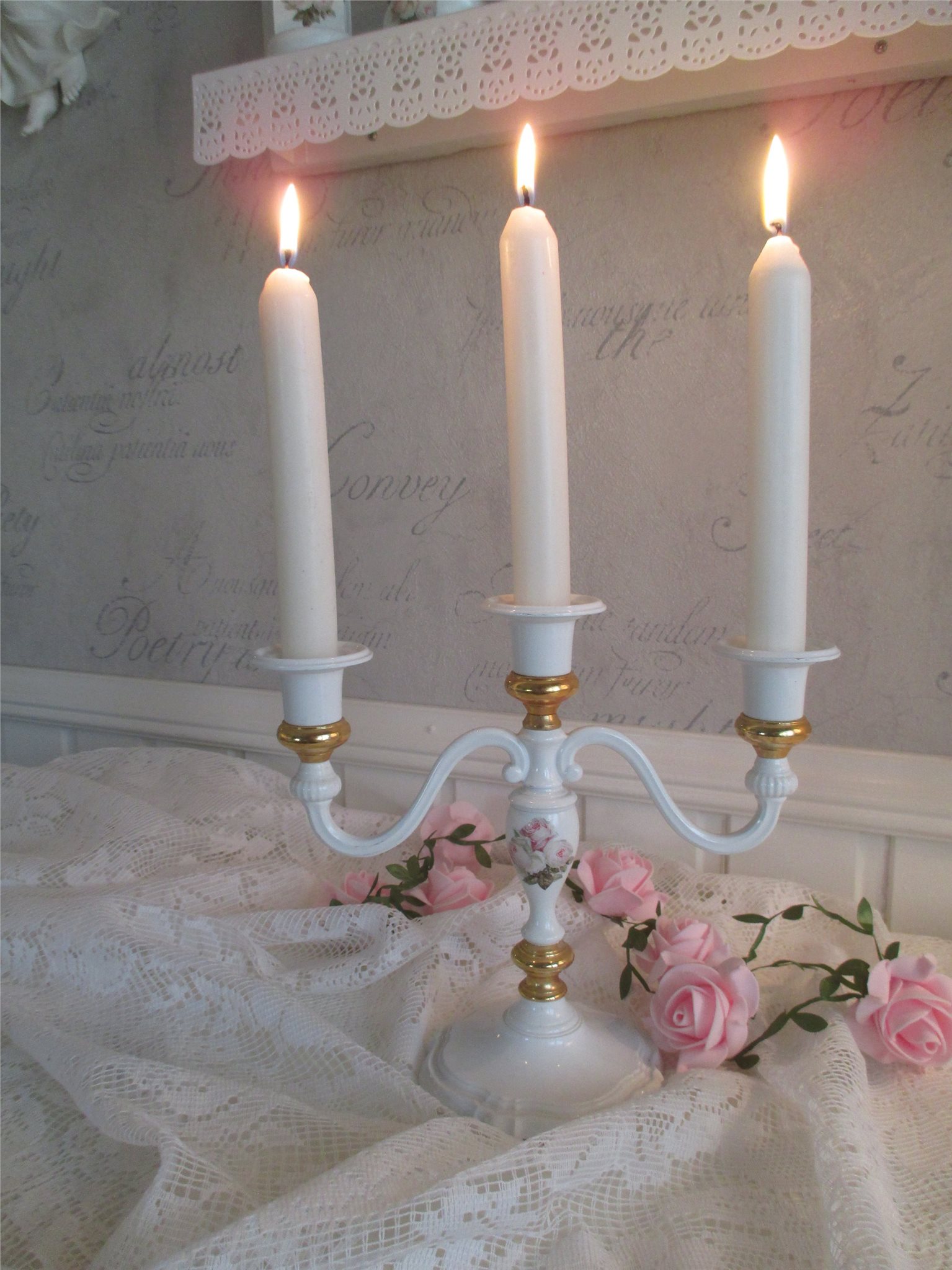 shabby chic ljusstake shabby chic ljusstake