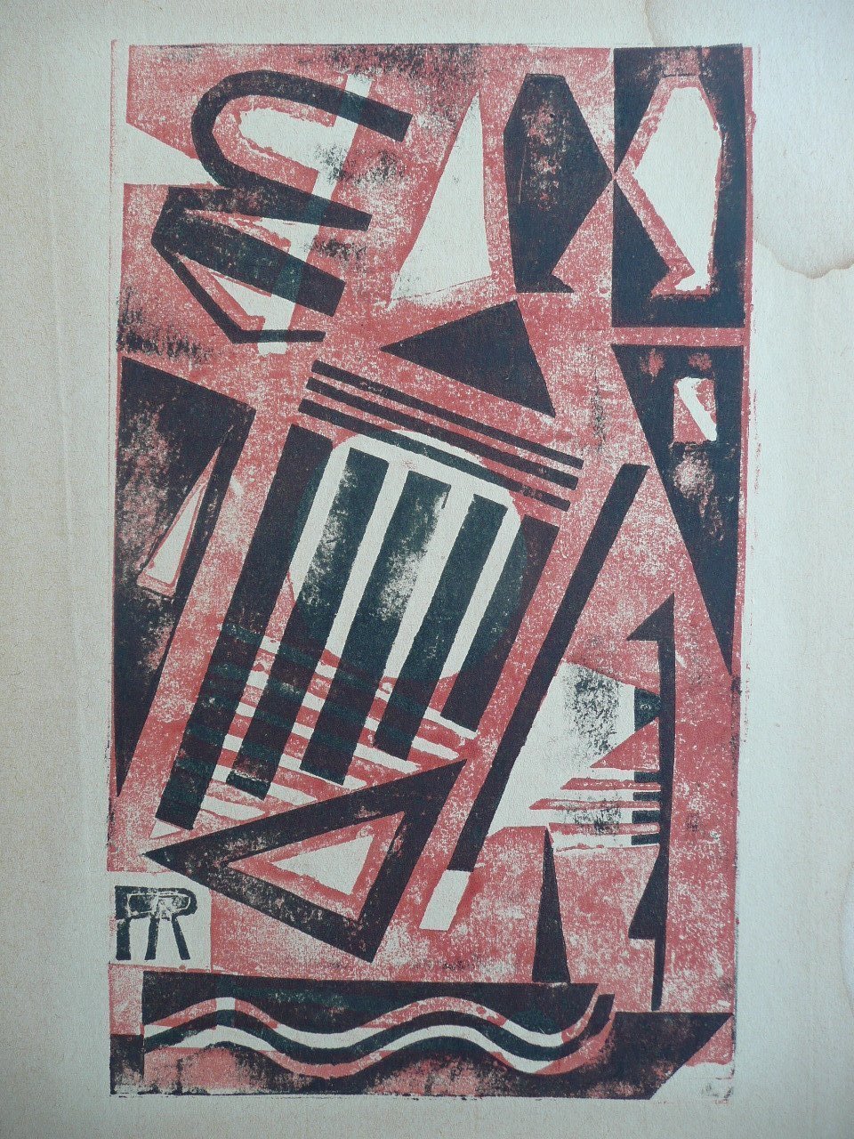 Träsnitt äldre möjligen signerat PR 30 x 21,5 cm