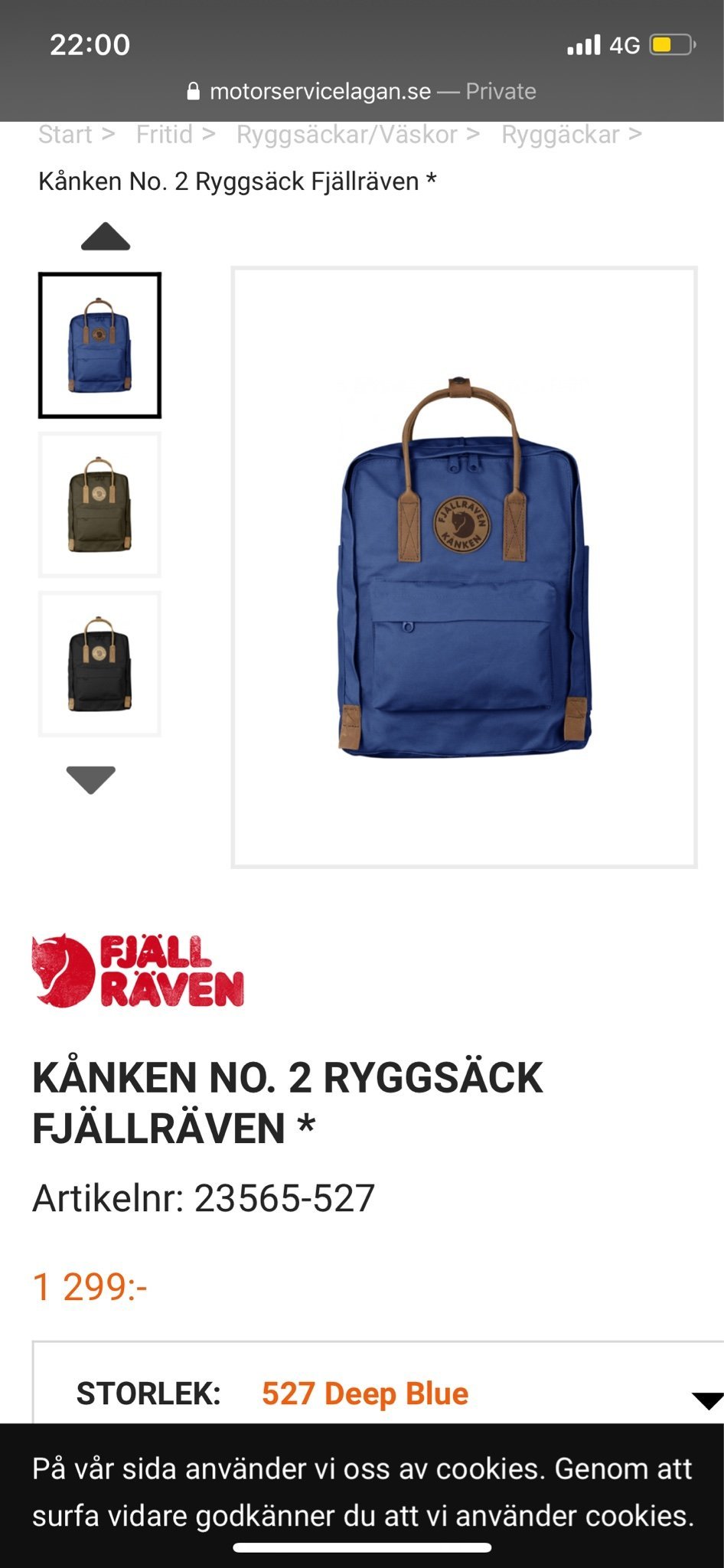 Helt ny!!! Fjällräven Kånken NO 2 i deep blue .. (409255352 Helt ny!!! Fjällräven Kånken NO 2 i deep blue .. (409255352