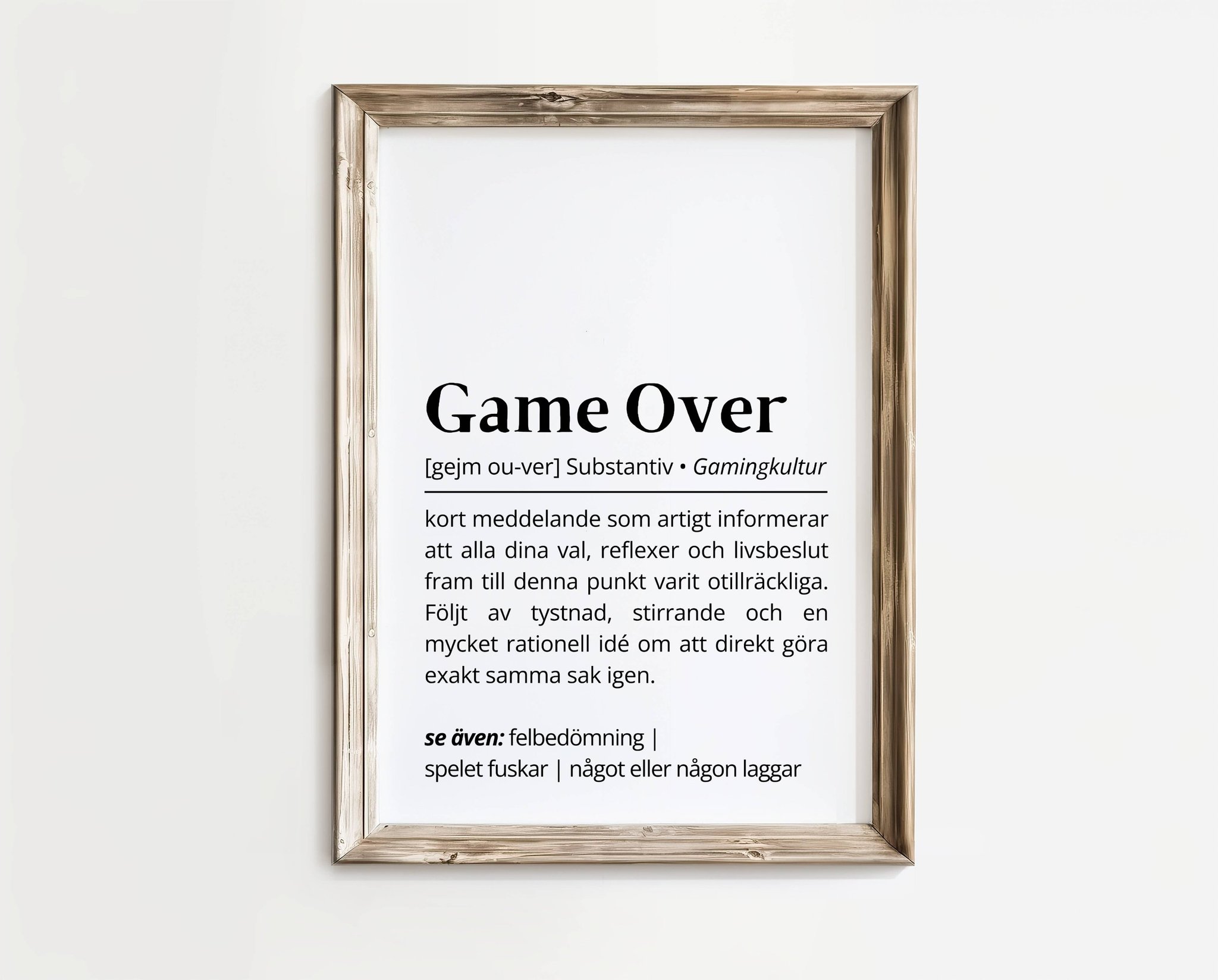 Game Over – Definition poster | A4 | Rolig present | SkattkammarenSE