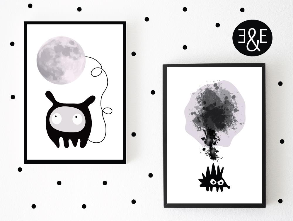 Set med 2 posters till barnrum, print, barntavla, barnkammare, barn på