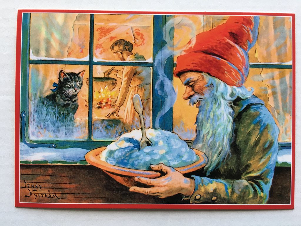 Jenny Nyström Tomte med grötfat julkort (327390694) ᐈ Köp på Tradera
