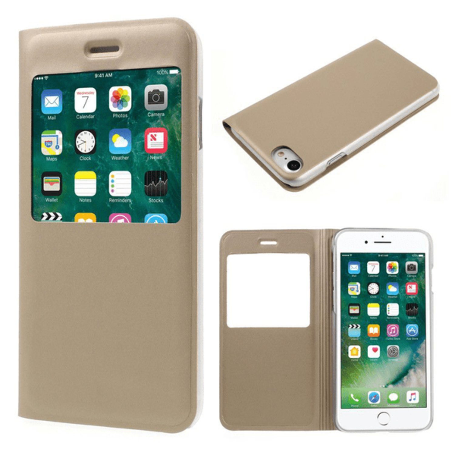 View fodral till iPhone 7 4,7tum Guld View fodral till iPhone 7 4,7tum Guld