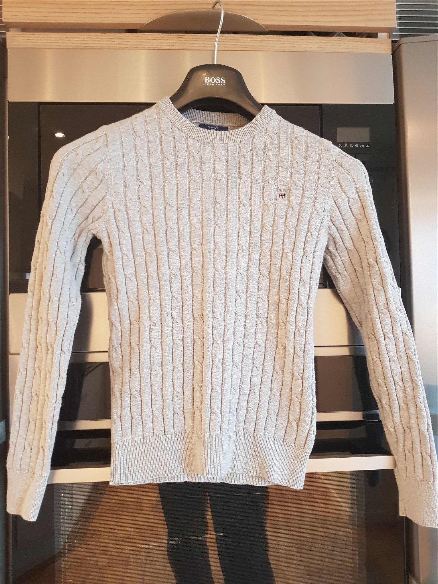 gant grå kabelstickad gant grå kabelstickad