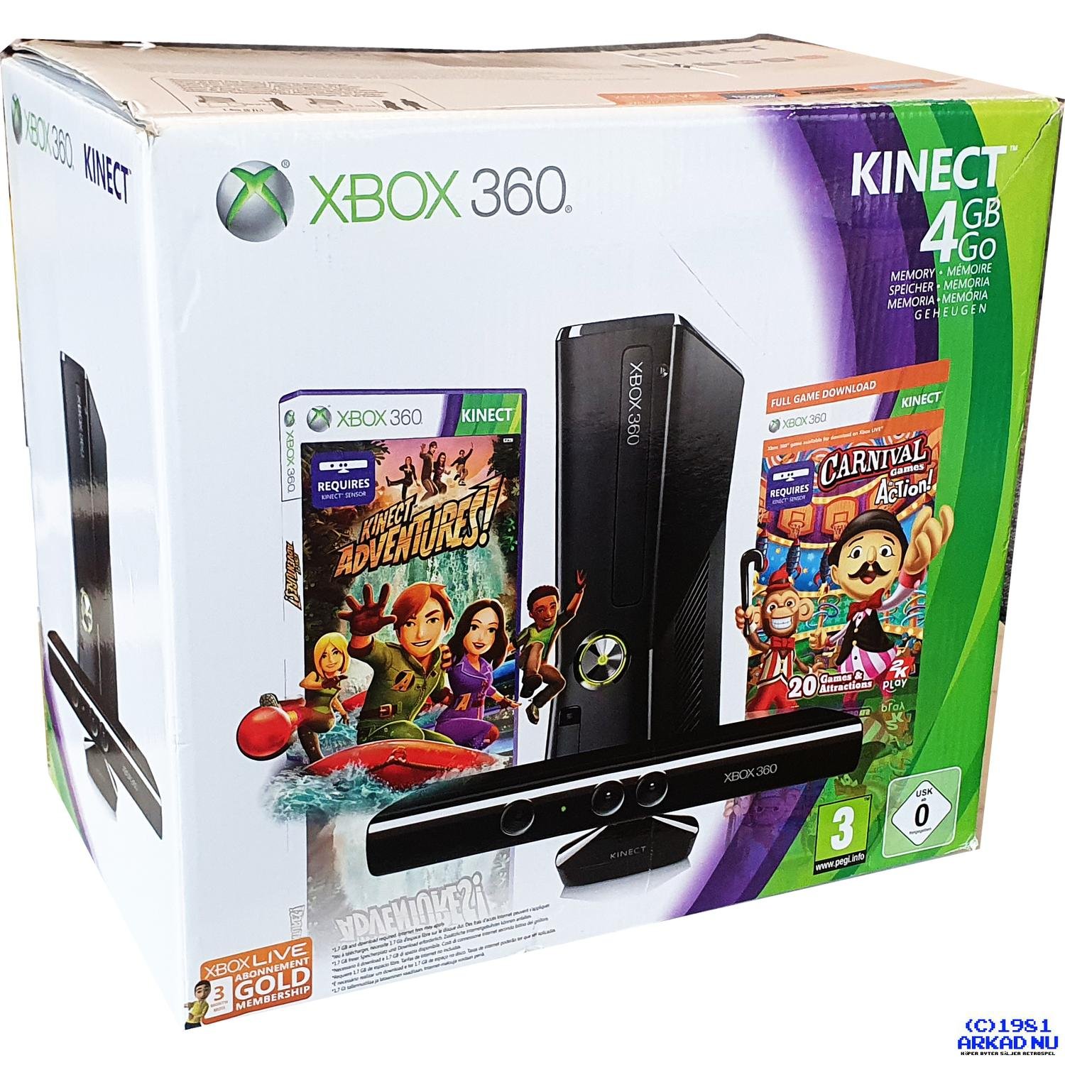 XBOX 360 SLIM 4GB KINECT BUNDLE BOXAD (394088728) ᐈ arkadnu på Tradera