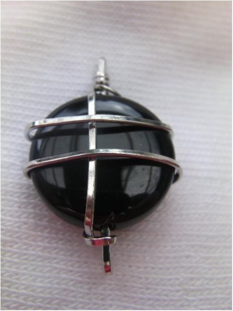 Handmade Iron Wire Wrapped Glass Pendants Round 35x21mm
