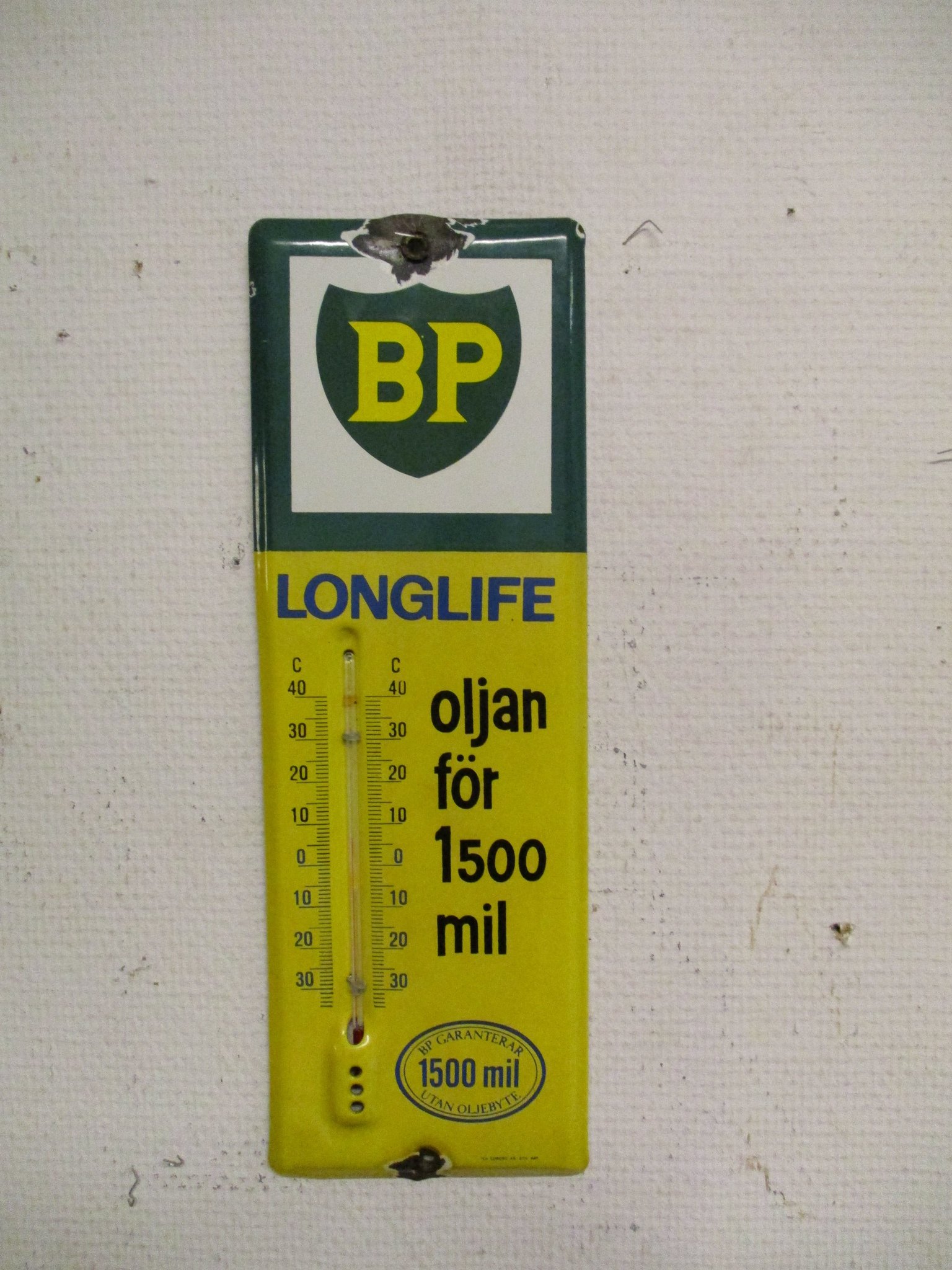 BP emaljerad termometer 50 60 Tal.. BP emaljerad termometer 50 60 Tal..