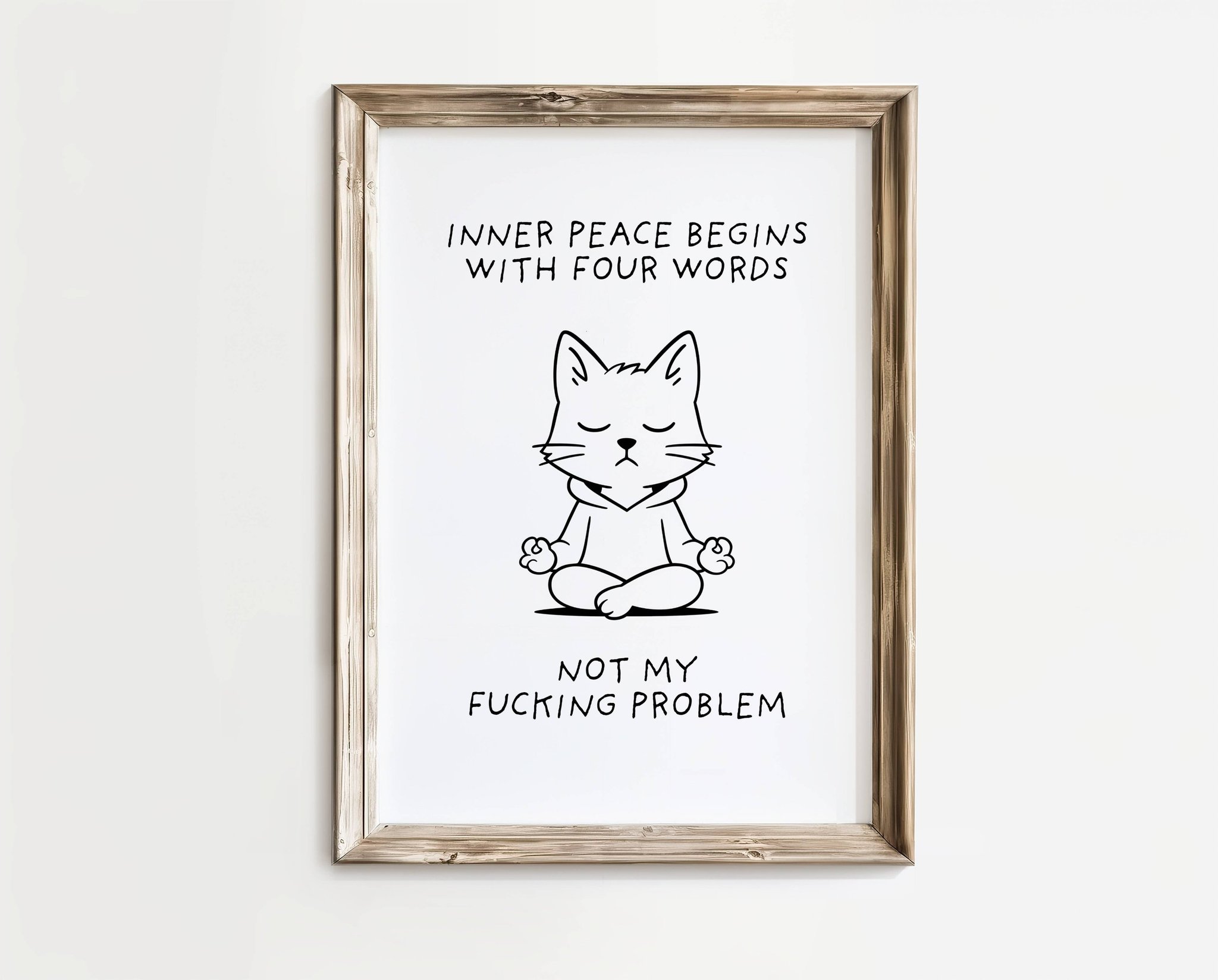 Inner Peace – Cat Yoga – Kärleksposter | A4 | Rolig present | SkattkammarenSE
