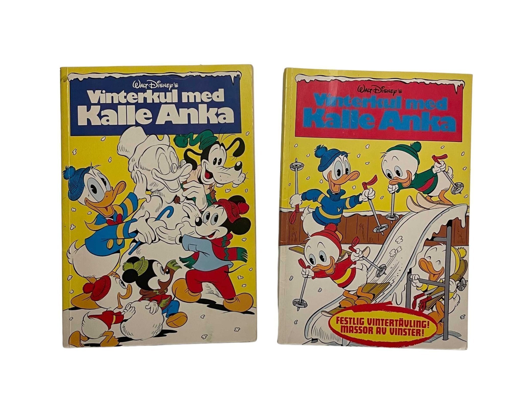 Vinterkul med Kalle Anka – 2 st Disney-böcker (1985 & 1986) • Retro • Begagnat