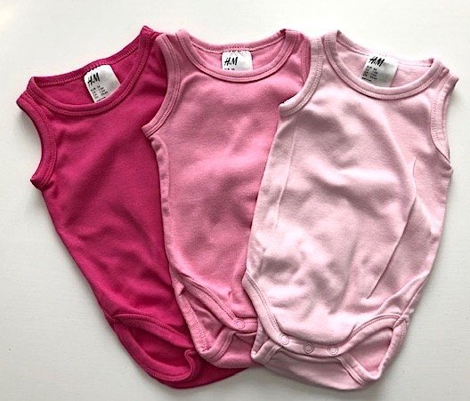 3-pack linnebodies - 56 - ljusrosa - bubbelgumsrosa - cerise - H&M - ekobomull