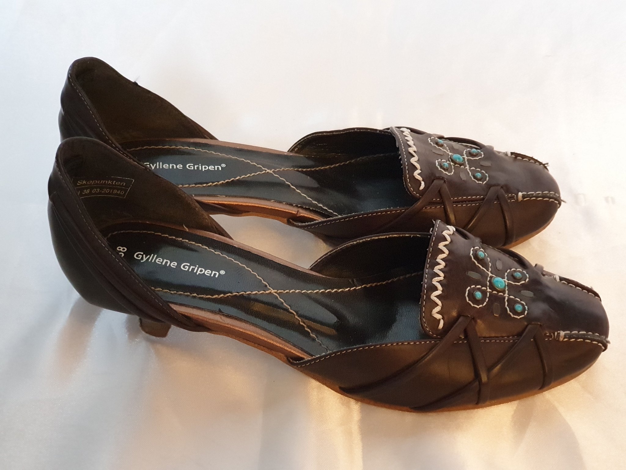 HÖGKLACKADE SKOR BRUNA TAXKLACK VINTAGE RETRO S.. (417690813 Svarta högklackade skor strl 38 Gävle Söderhamn