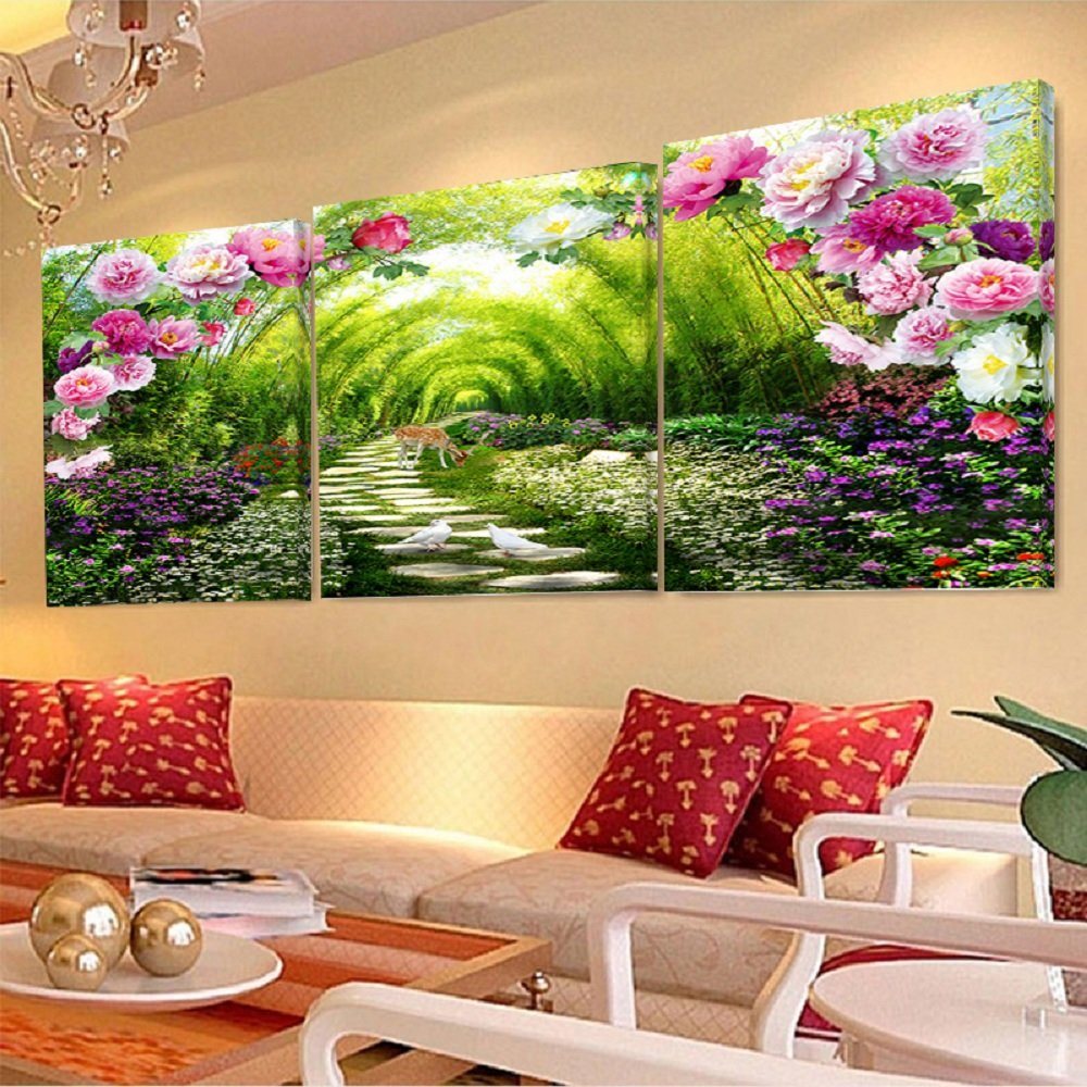 Kanvas tavla 3st 30x30cm med vackra blommor fin heminredning ...