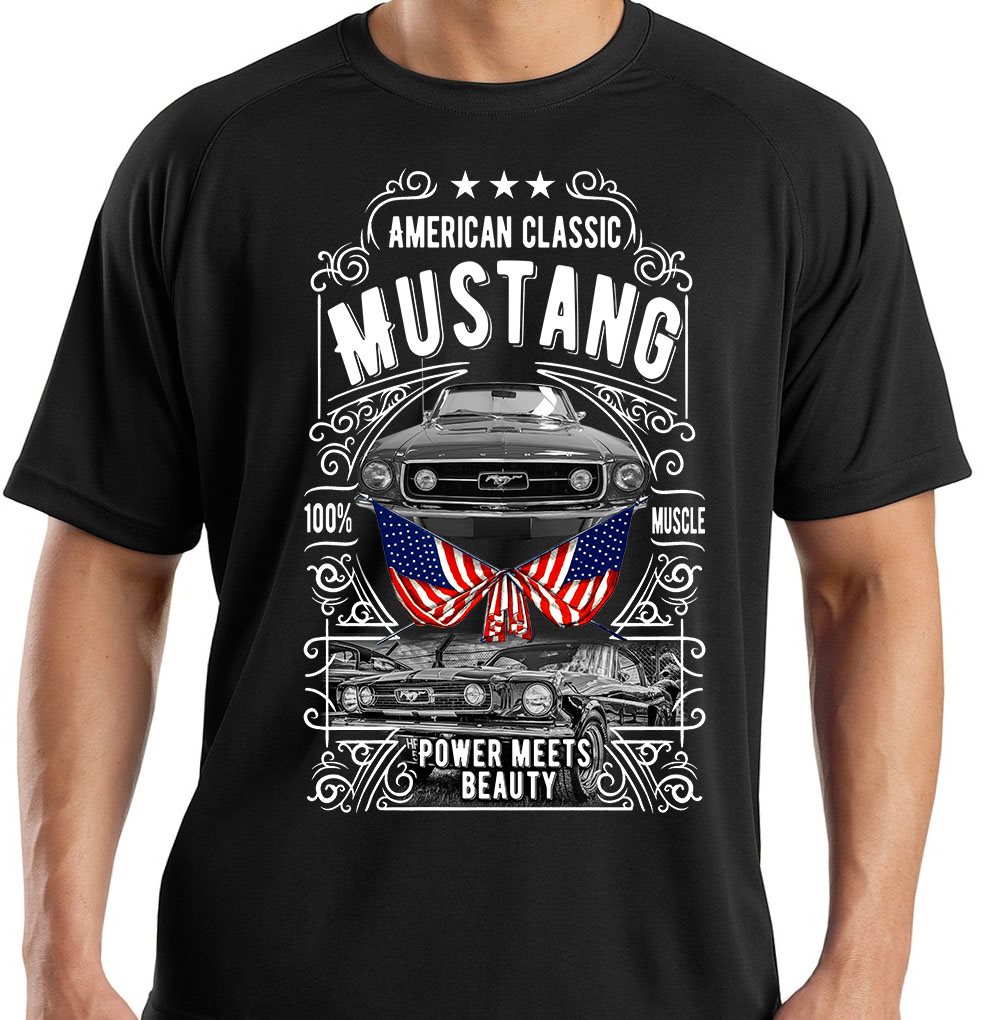 Bil Tshirt Mustang svart vintage stil.. (280244596) ᐈ CreamTees på Tradera
