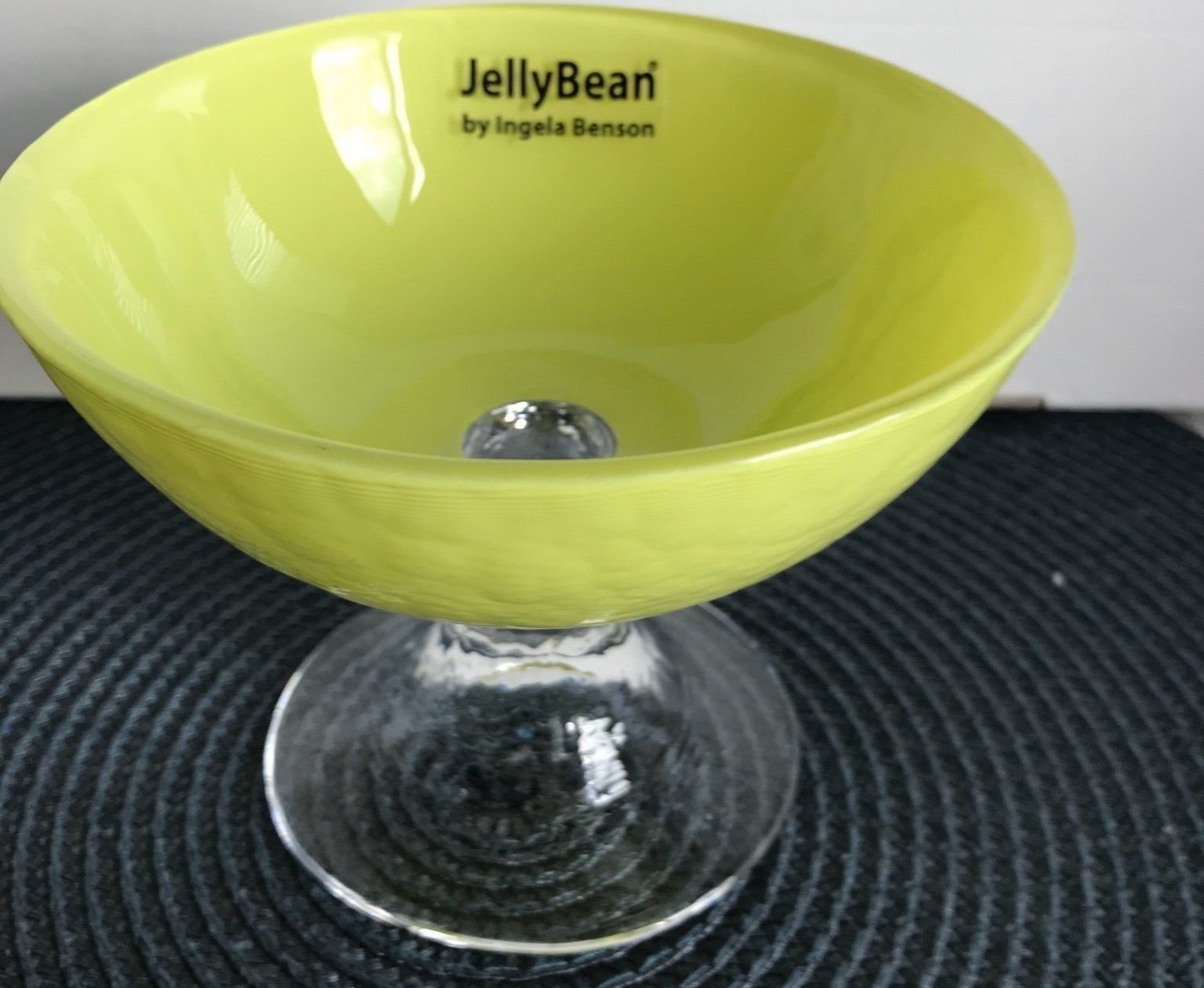 Glasskål, JELLY BEAN, Sverige, Ingela Benson, lime, fint skick