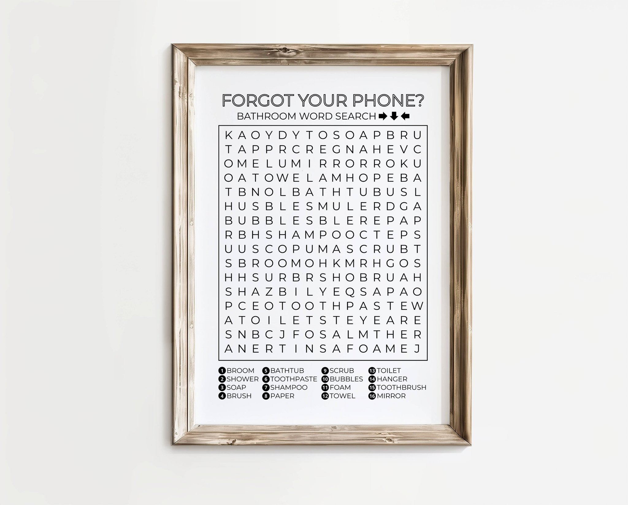 Forgot Your Phone? – Badrumsordssök | A4 | Rolig present | SkattkammarenSE