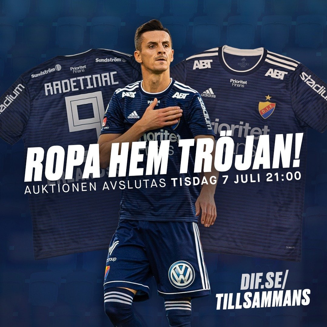 Haris Radetinac matchtröja från MFF borta 2019, från Djurgården Fotboll