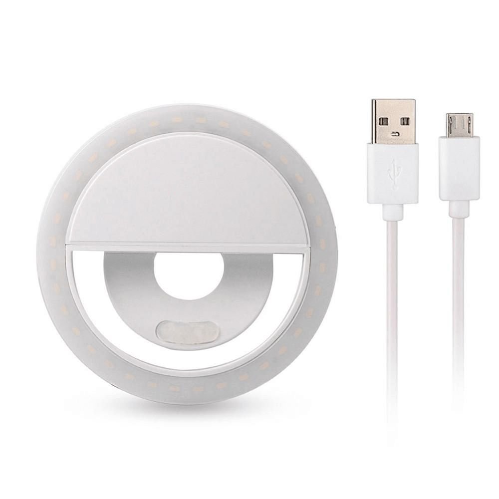 Vit selfie led ring ljus l° batteri , Uppladdningsbara 36-LED