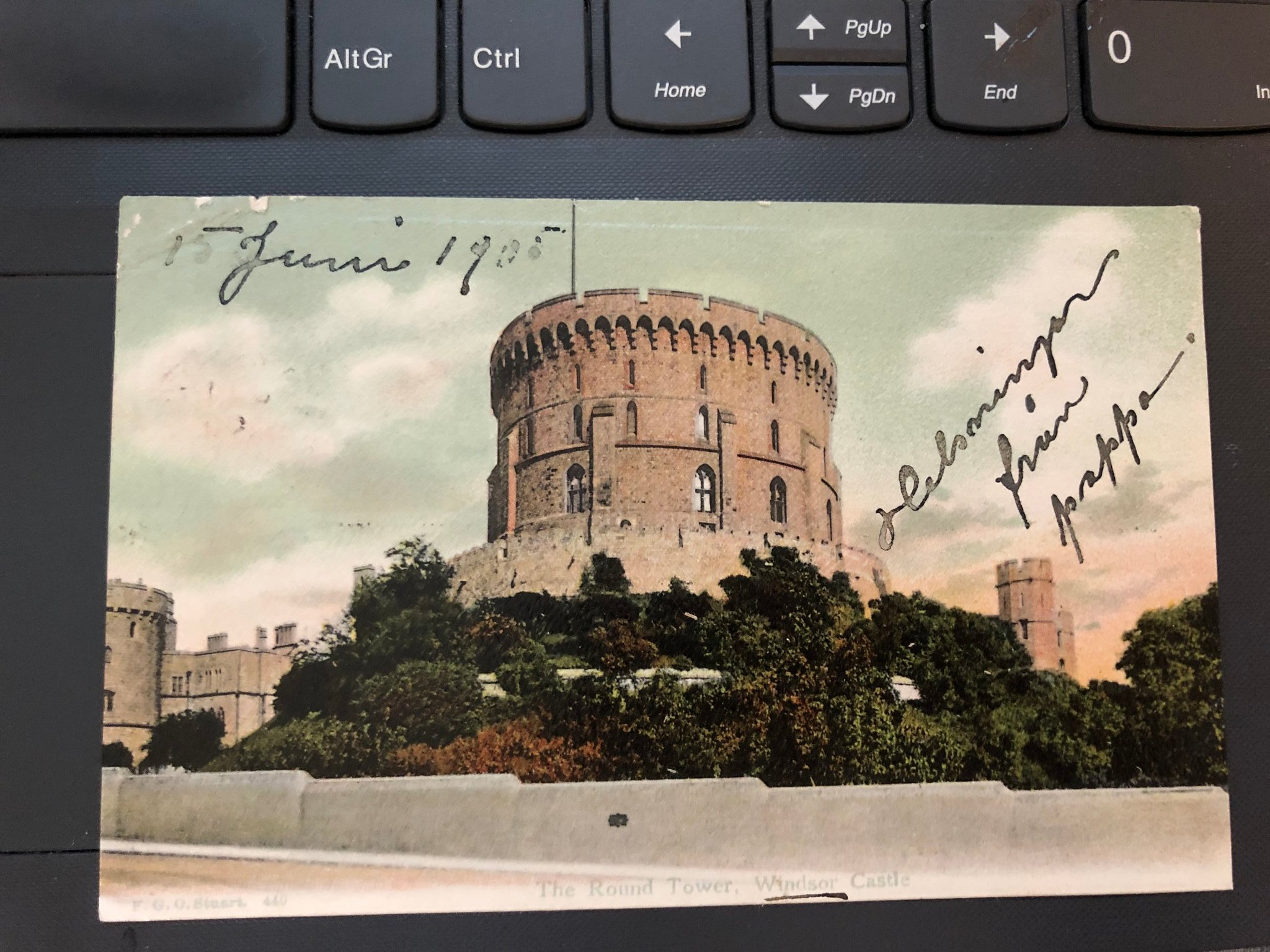 vykort, stämplat Stockholm & England 1906, intressant adress Arvfurstens palats