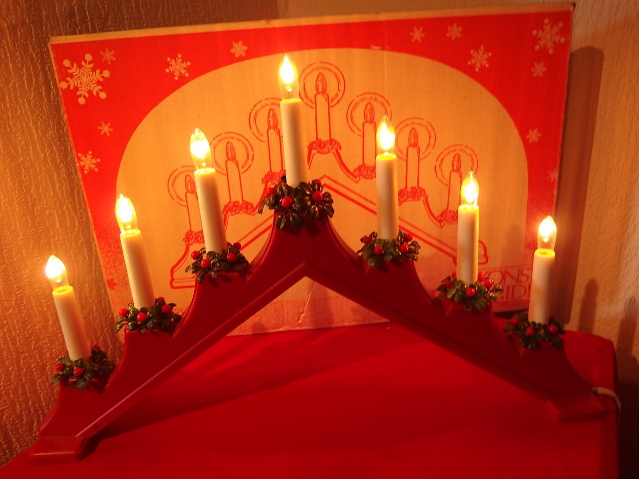1 st röd adventsljusstake advent jul 7armad lj.. Köp på Tradera