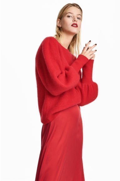 Hm Trend tröja röd mohair ull stickad 36 Hm Trend tröja röd mohair ull stickad 36