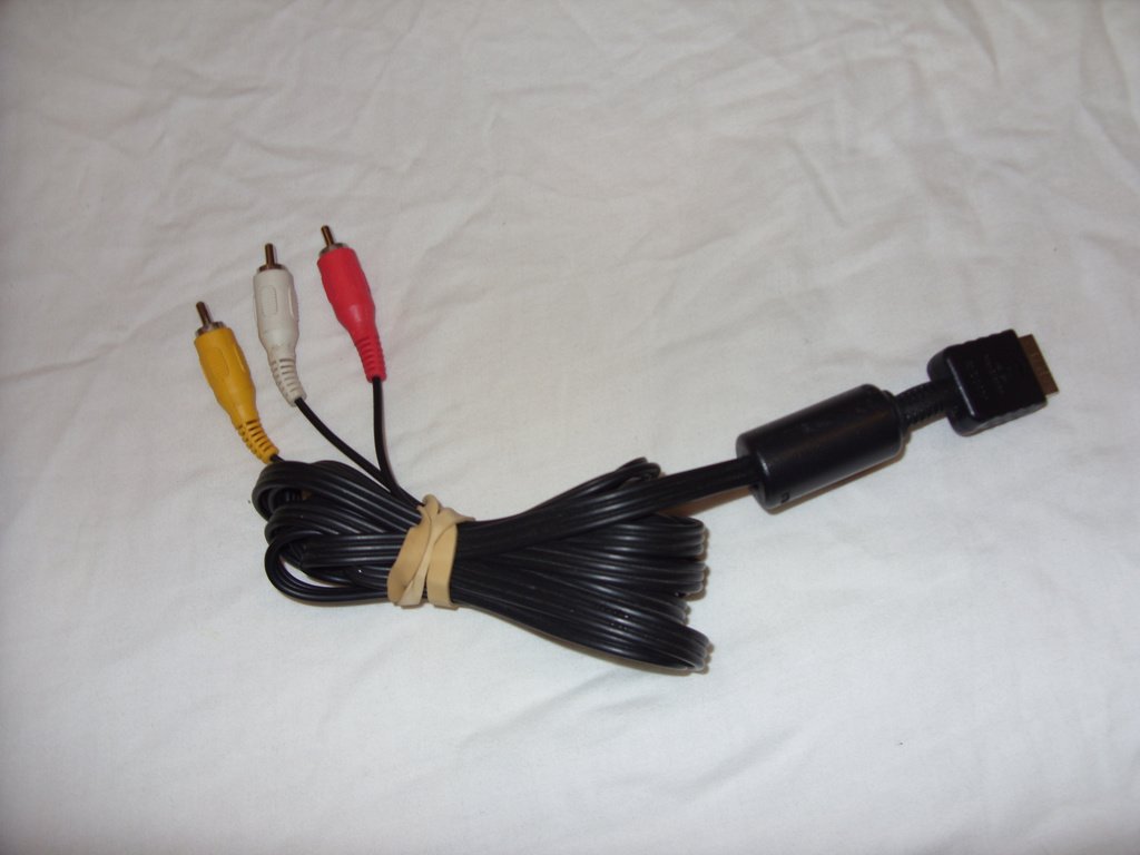 Sony Playstation 1 & 2 & 3 AV kabel komposit video svart färg tv spel tillbehör