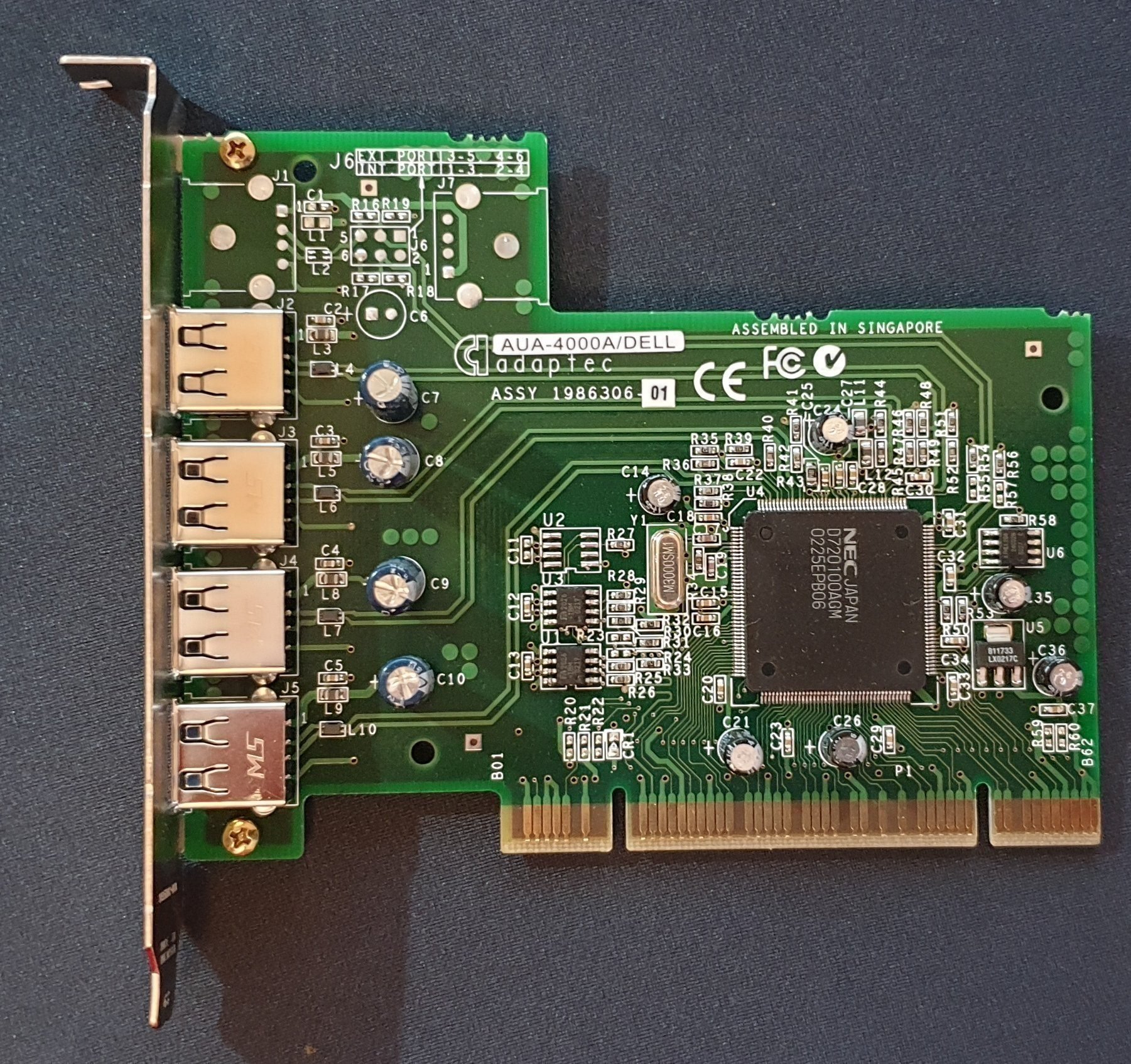 Dell 8U662 USB 2 Connect 4000 4-Port USB Card Host Adapter AUA-4000 Adaptec