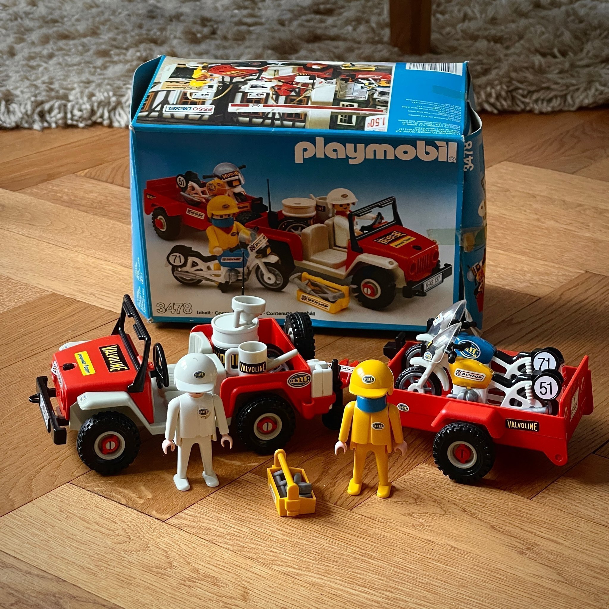 Playmobil 3478 Jeep med släp och mc, komplett m.. Köp på Tradera