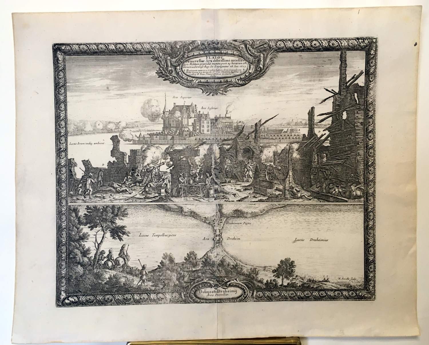 Original kopparstick av Perelle/Dahlberg "Flatou Pomerelliae..'" Pufendorf, 1697