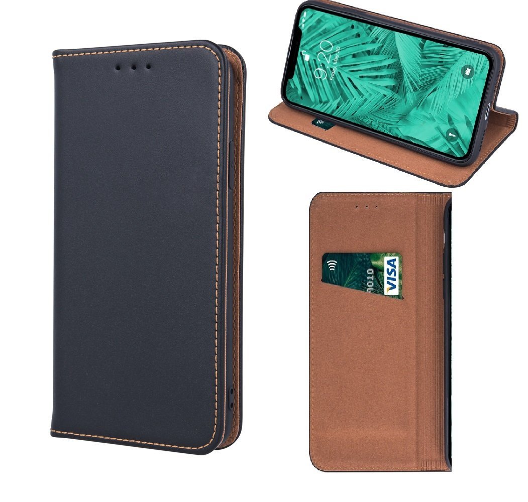 iPhone XR - Äkta Läder Flip Case Mobilplånbok - Svart