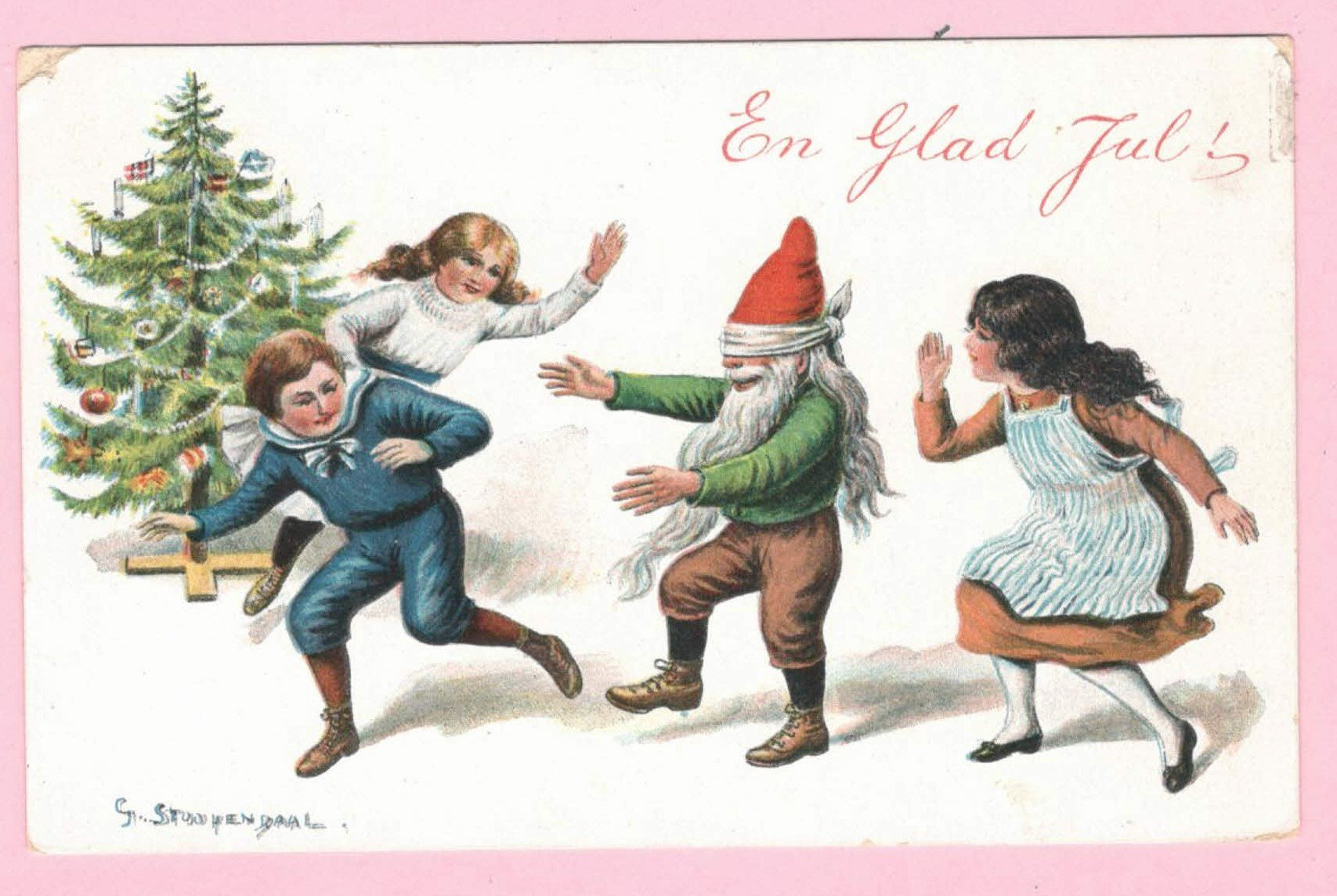 Glad Jul postad 1917 , 90x140 vykort S.. (402064145) ᐈ Köp på Tradera