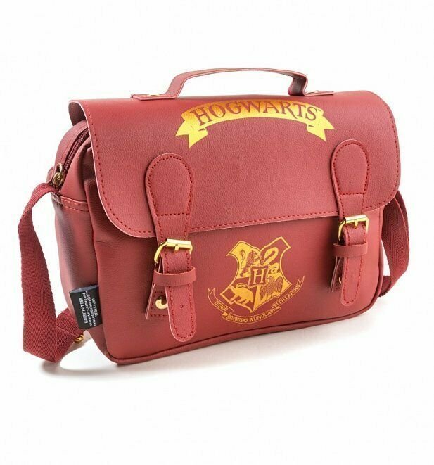 Officiell Burgundy Harry Potter Hogwarts Satchel Axelväska Lunch Väska PU Lader Officiell Burgundy Harry Potter Hogwarts Satchel Axelväska Lunch Väska PU Lader