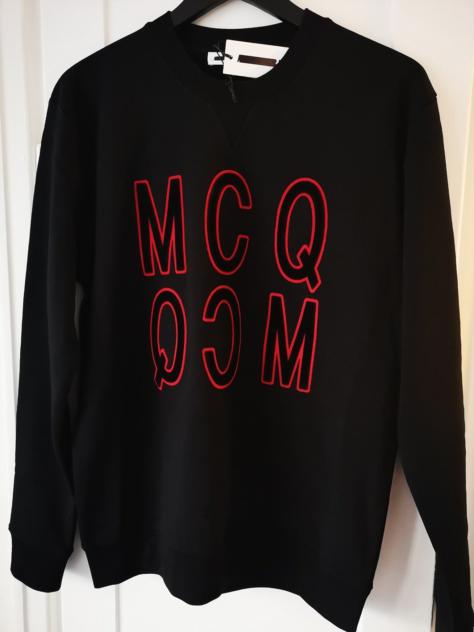 ALEXANDER MCQUEEN mens Velvet Logo crw Dark Black Medium sweatshirt / Jumper