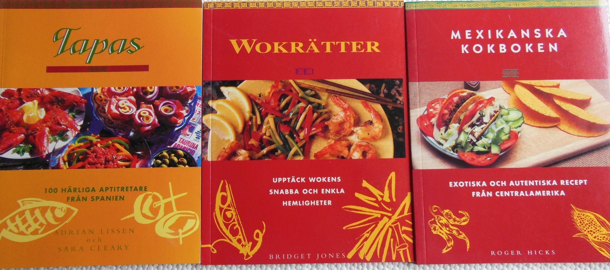 TAPAS 100 aptitretar fr Spanien, WOKRÄTTER, MEXIKANSKA KOKBOKEN 3 volymer RECEPT