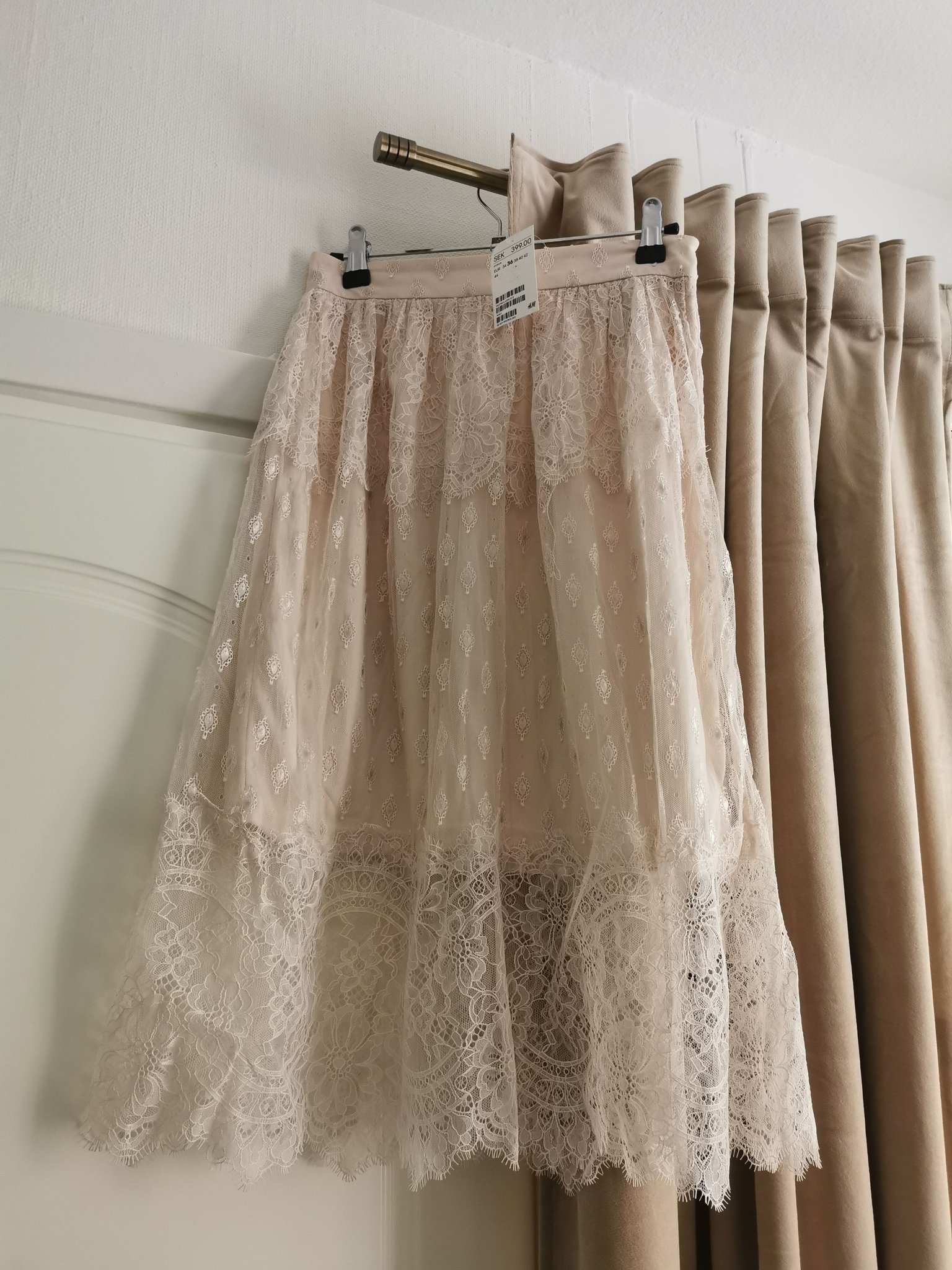 Ny rosa kjol, cream, spets, boho, shabby chic