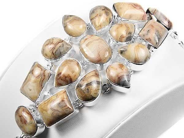 LYX 75g ÄKTA SILVER 925 STÄMPLAT ARMBAND silverarmband BAND AGAT CRAZY LACE