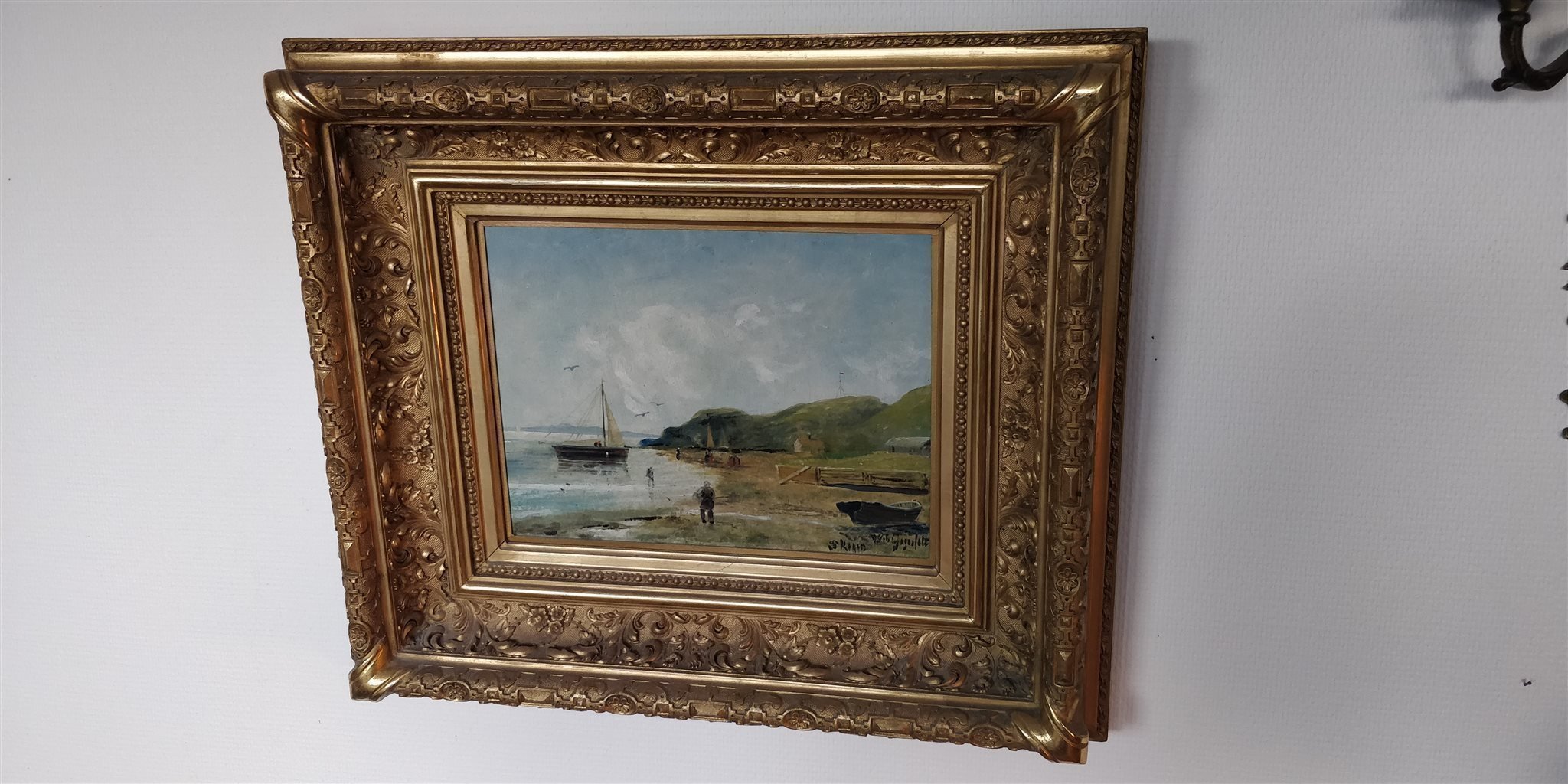 Vacker tavla med strandmotiv, av Vilhelm von Gegerfelt (47cm x 34cm)