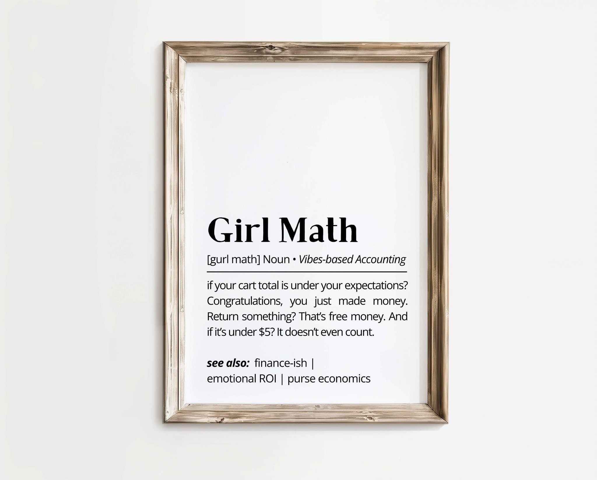 Girl Math – Definition poster | A4 | Rolig present | SkattkammarenSE